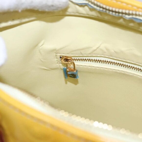 LOUIS VUITTON Monogram Vernis Houston Hand Bag Lime Yellow M91055 LV Auth BD751 - Picture 12 of 16